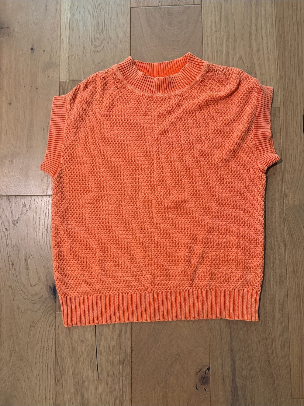 Timing Bright Orange Sleeveless Crewneck Knit Top